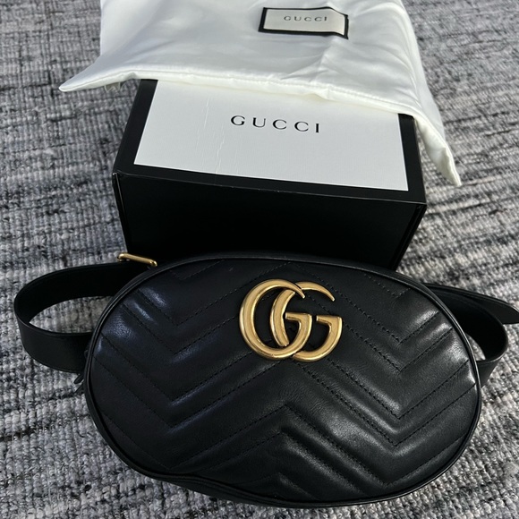 Gucci Handbags - Gucci black marmont belt bag size 85 34 Excellent condition.